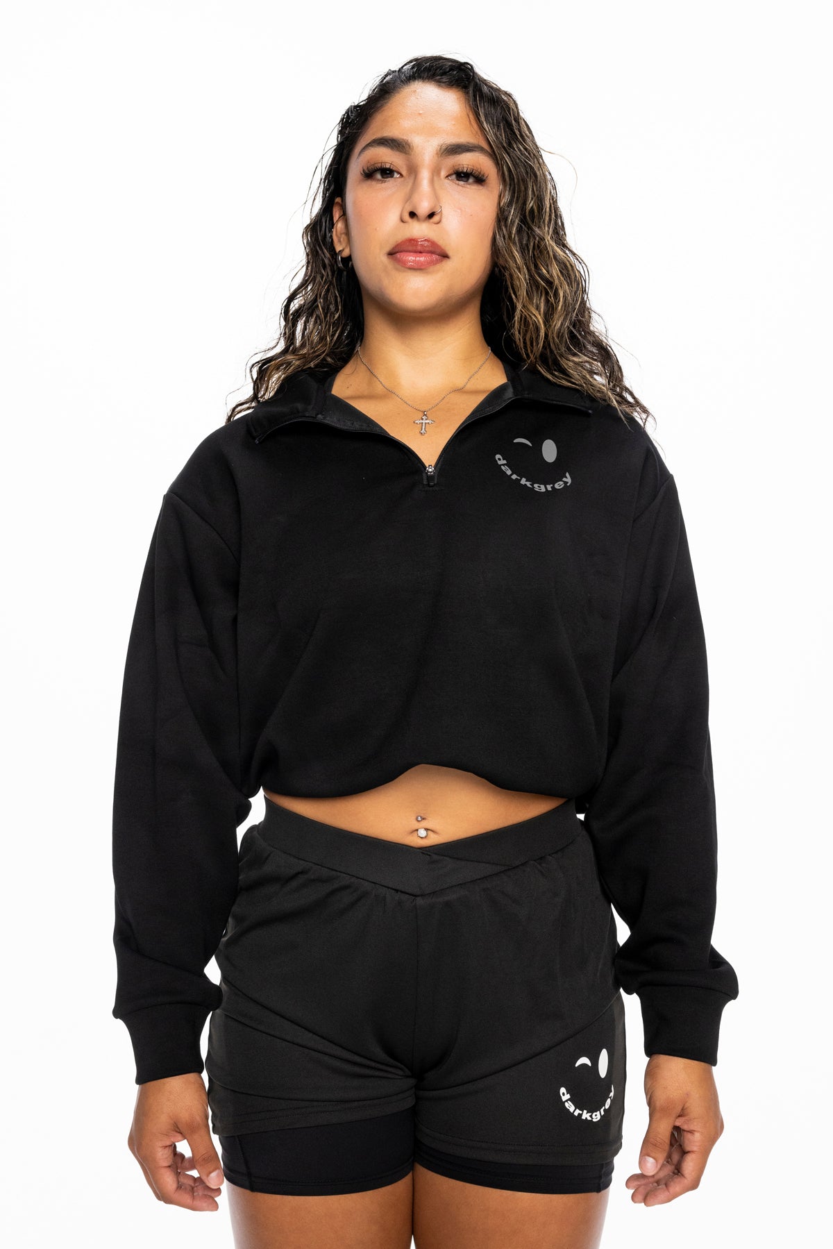V.1 QUARTER-ZIP CROP TOP SWEATER